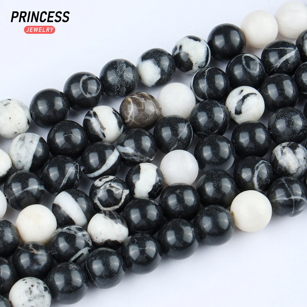 Clearance A+ Natural Black White Agate Panda-colored Agate Beads for Jewelry Making Bracelets DIY Accessories  6 8 10mm