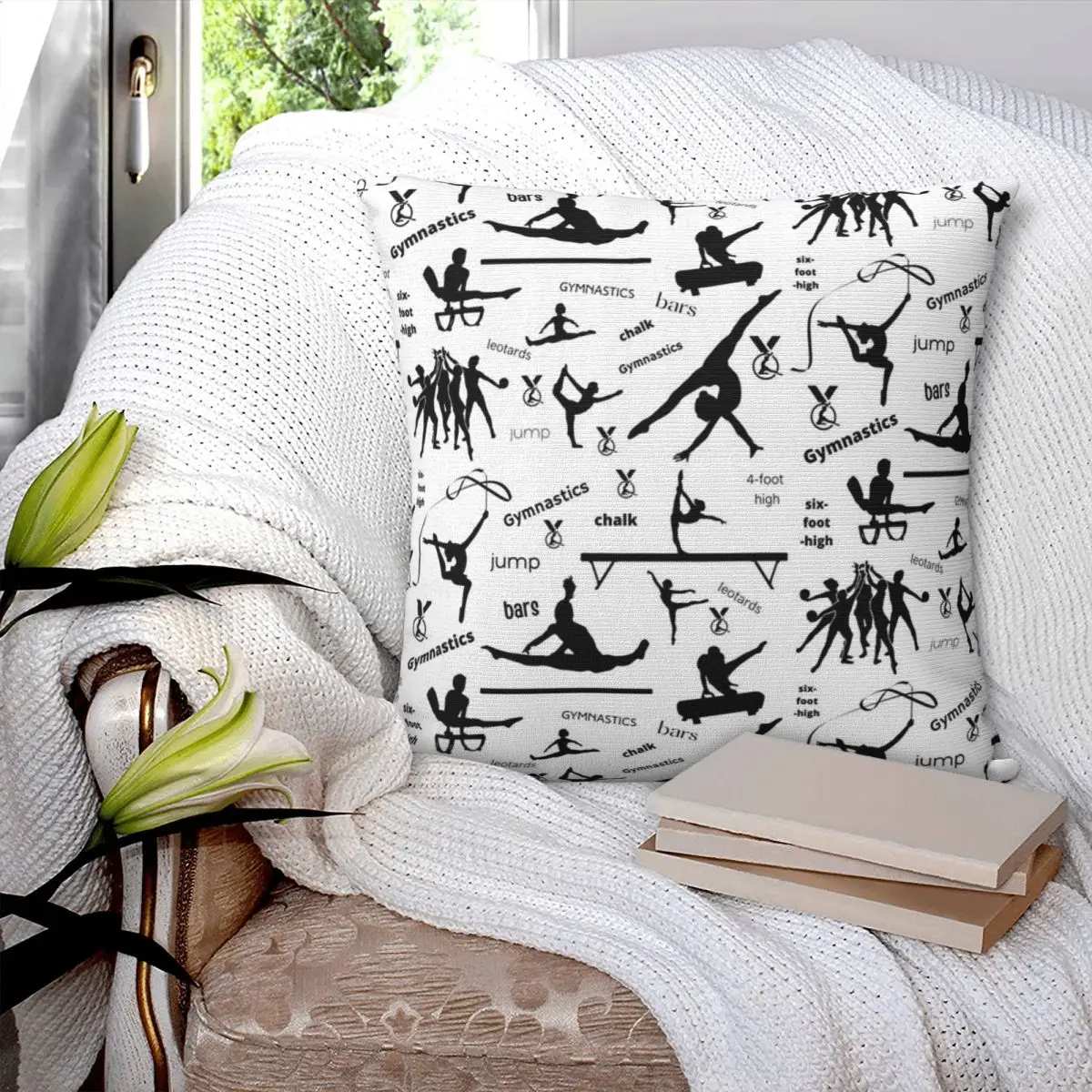 

Gymnastics Print Square Pillowcase Pillow Cover Polyester Cushion Zip Decorative Comfort Throw Pillow for Home Bedroom