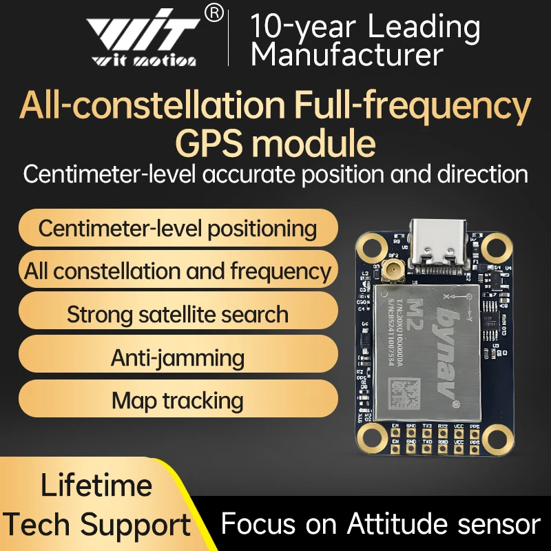 

WITMOTION RTK-M20 Full-constellation Full-frequency Extra-compact Anti-jamming，First Fix Time: ≤30s GNSS GPS