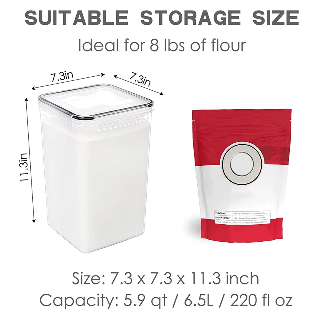 2PCS Large Food Storage Containers with Lids Airtight 6.5L, for Flour, Sugar, Baking Supply and Dry Food Storage