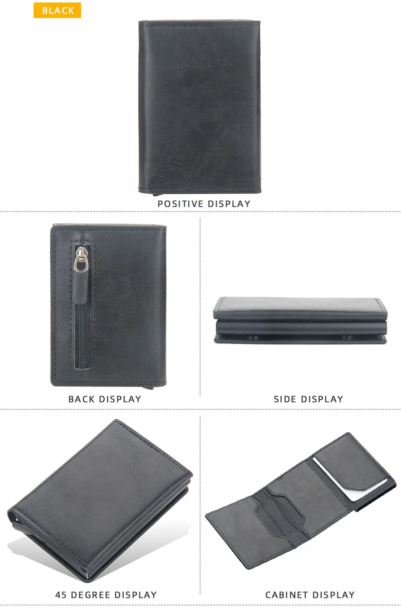 Pop Up Credit Card Holder Wallets Men Slim Rfid Blocking CardHolder Card Money Bag Coin Pocket PU Leather Short Wallets for Men