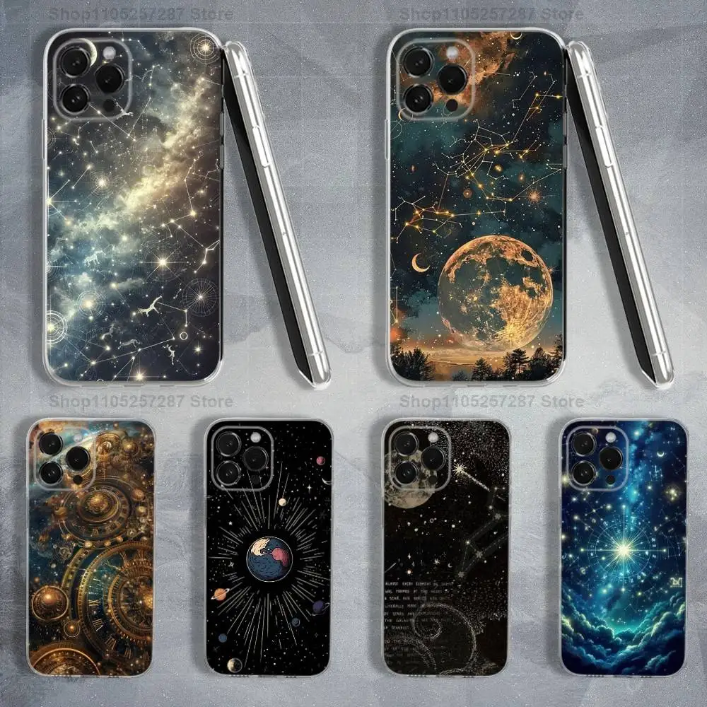 Etui na telefon z motywem dwunastu znaków zodiaku dla iPhone 14, 13, 12, 11, 17, 16, 15, Pro, Max, Plus, X, XS, XR, SE, Mini, przezroczyste, miękkie.