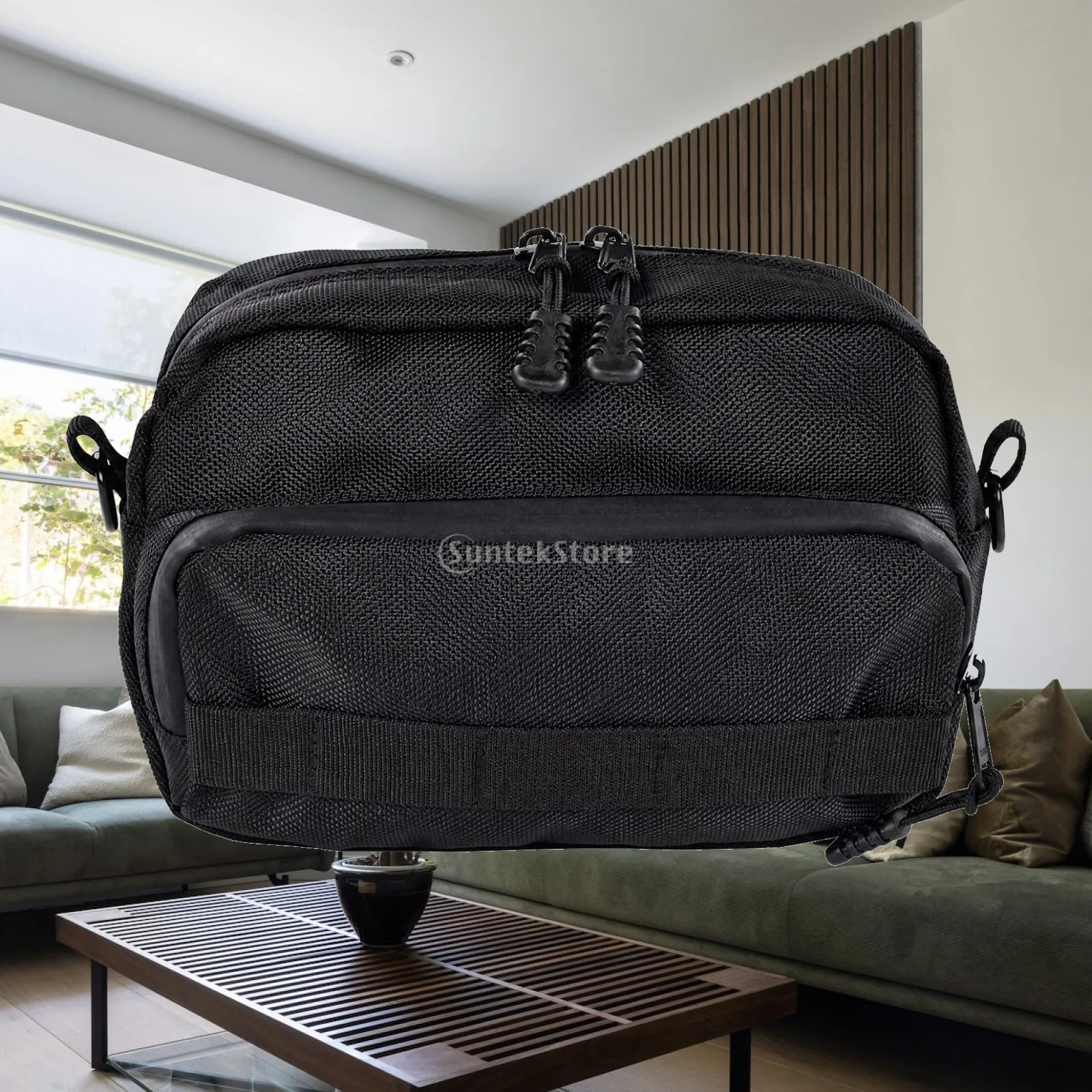 Motorcycle Handlebar Bag Rugged Nylon Handlebar Bag with Zippered Compartments Storage Pouch Easy Installation Universal Fit
