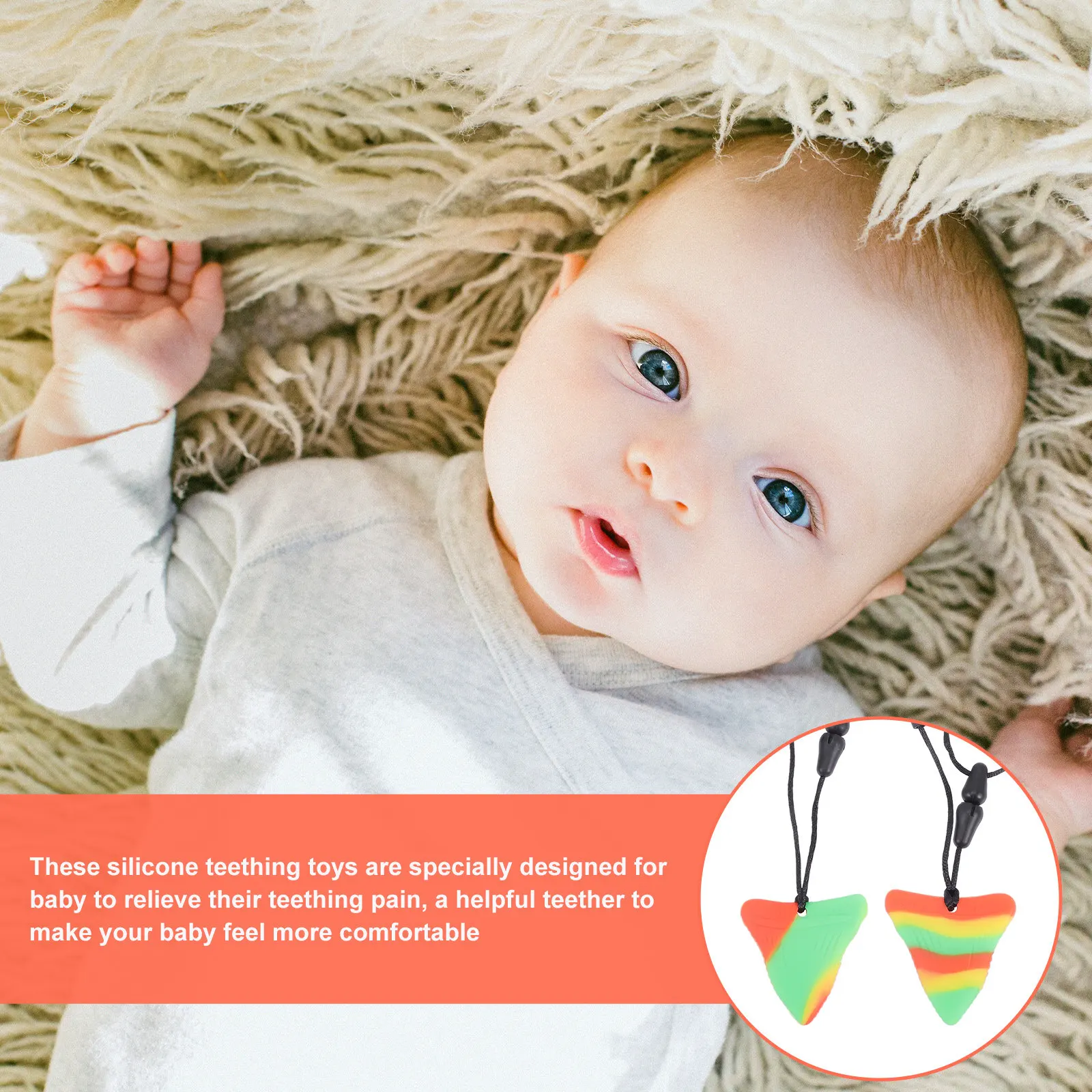

2Pcs Teething Necklace for Mom to Wear Baby Chewy Teether Durable Safe Practical Long Servicing Time Teething Necklace