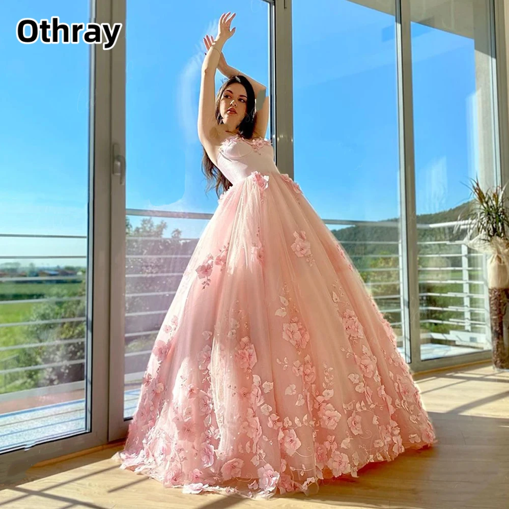 

Othray Elegant Evening Dress with Flowers Ball Gown Corset Back Sweetheart Party Ceremony Dress vestido de gala