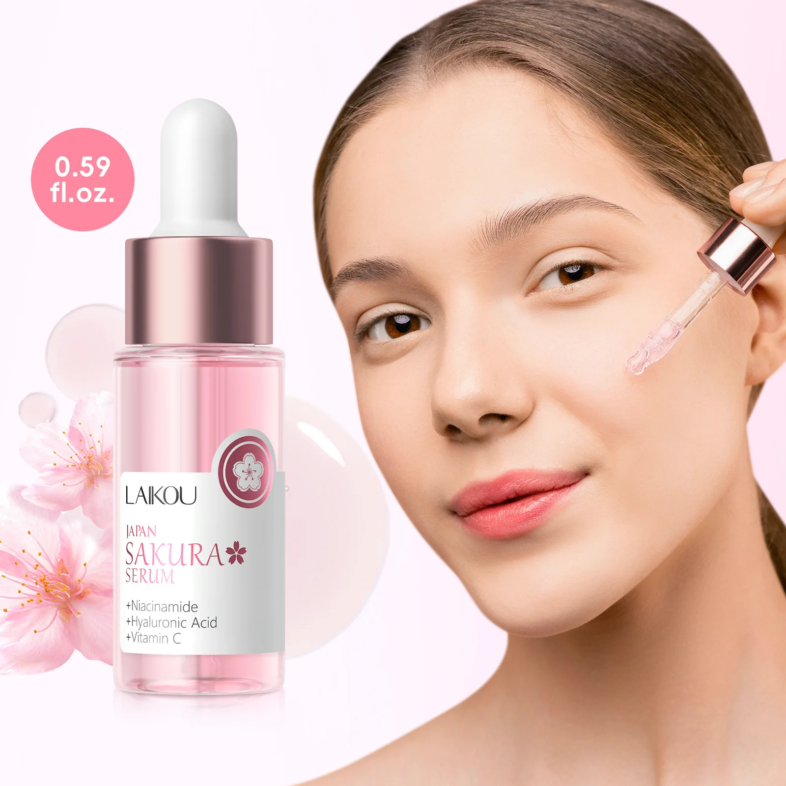 LAIKOU Sakura - Sérum Facial Iluminador, Reduce los Poros, Hidratante, Tratamiento Reparador, Cuidado de la Piel, 17 ml o 30 ml