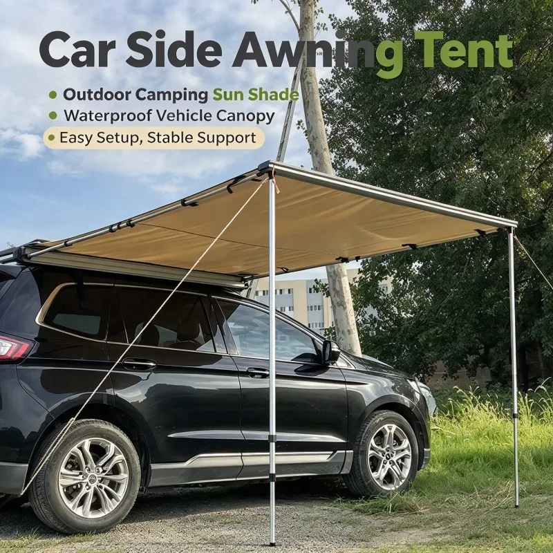 Outdoor Portable Hard Shell Car Roof Top Tent, Aluminum Alloy 4-Season Waterproof Vehicle Sun Canopy For Camping
