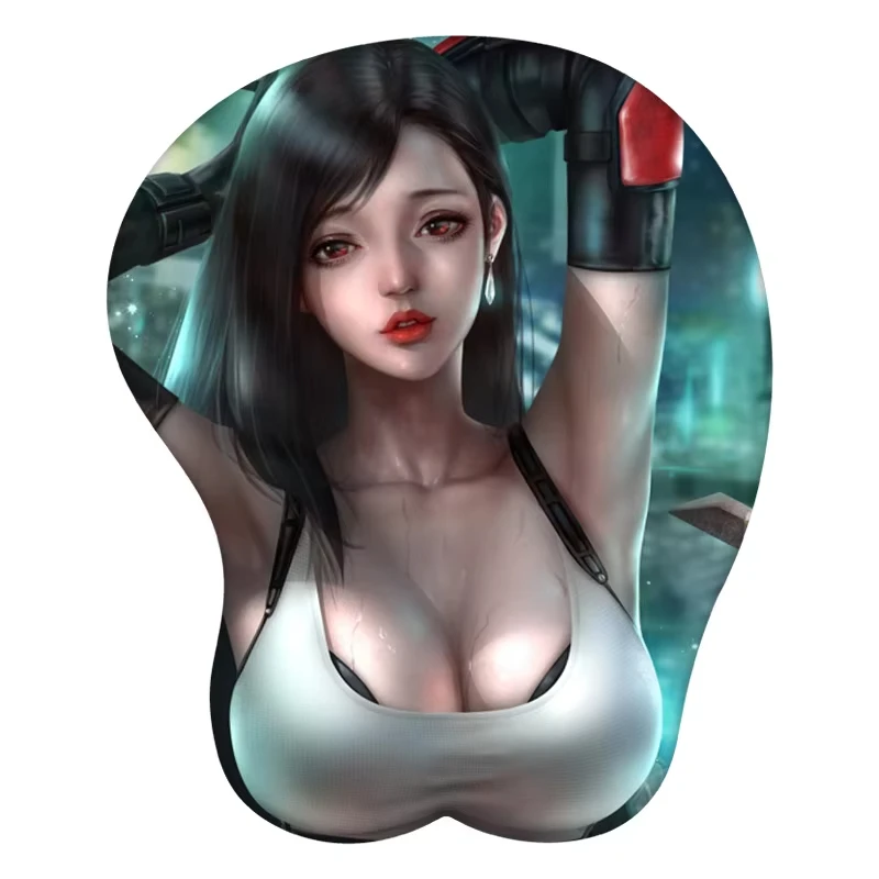 3D Mouse Pad Tifa Lockhart Anime Mousepad Wrist Rest Silicone Sexy Creative Gaming Mat Gift