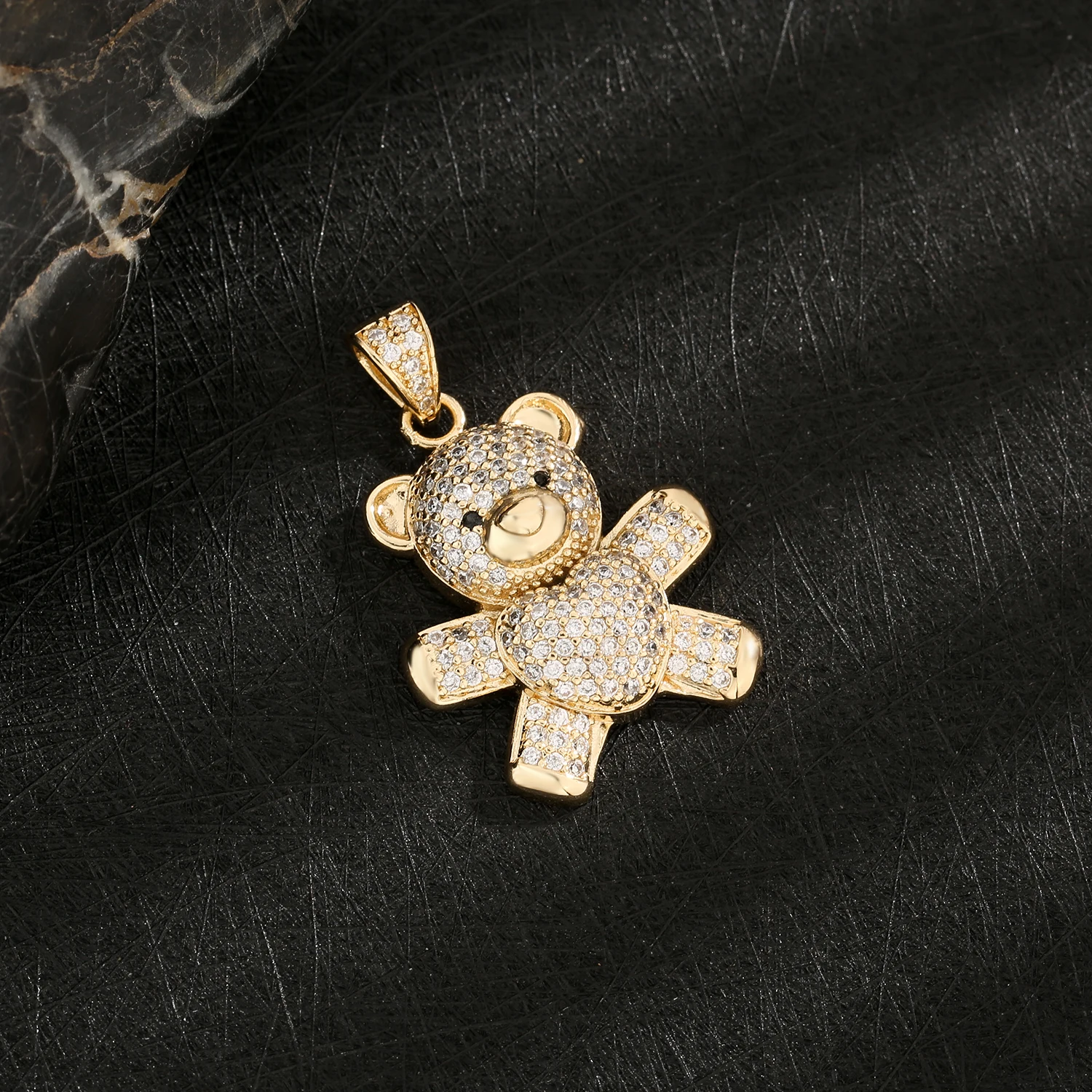 VCT New 14K Teddy Bear Pendant Standing Cute Bear Four Color Crystal Stone Copper Material 14k Gold Wholesale Price Jewelry