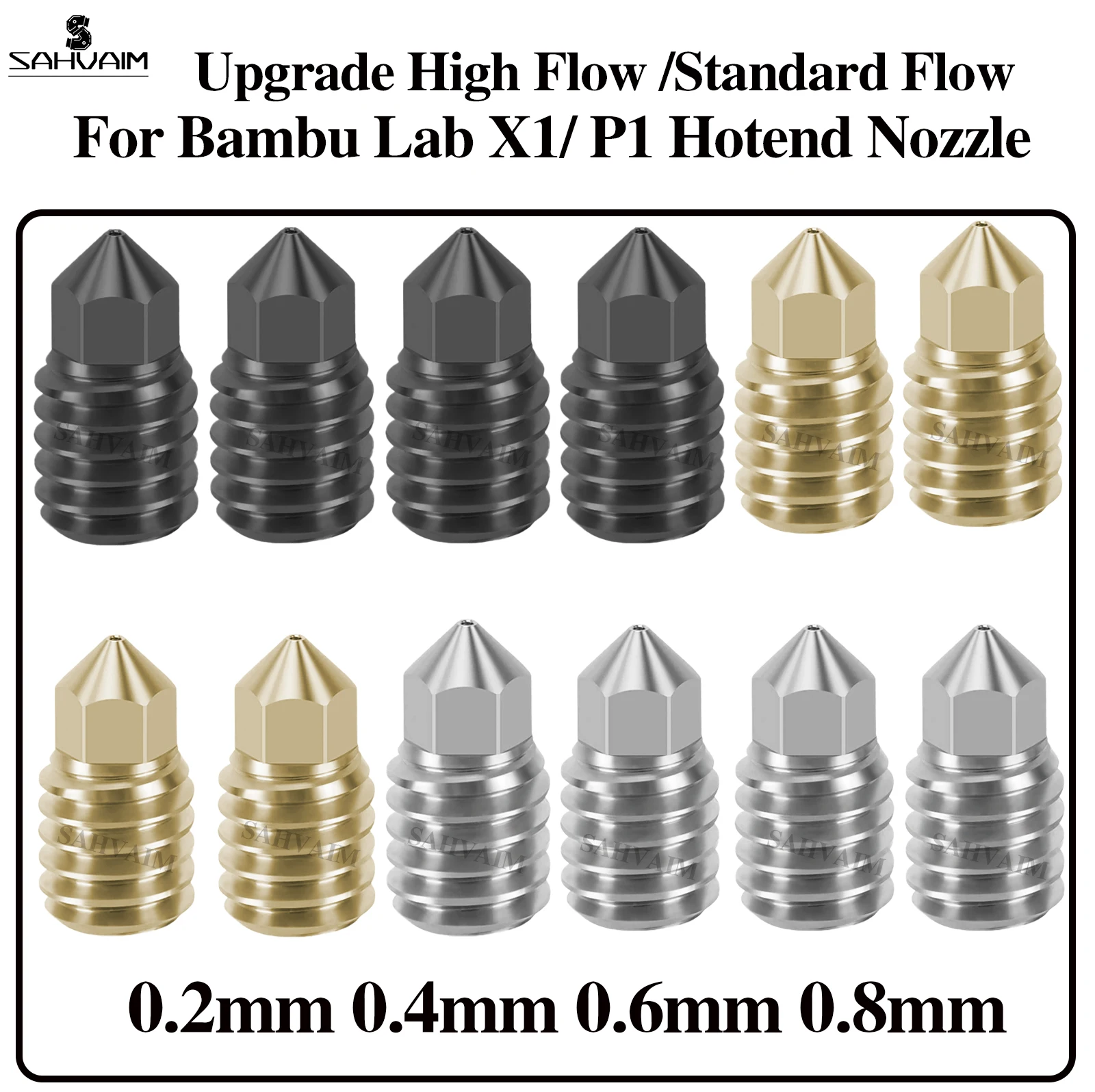 For Bambu Lab Hardened Steel Nozzle High Flow Nozzle P1s Bambulab X1c Nozzle P1p Bambulabs X1 Carbon for Bambu Lab Hotend