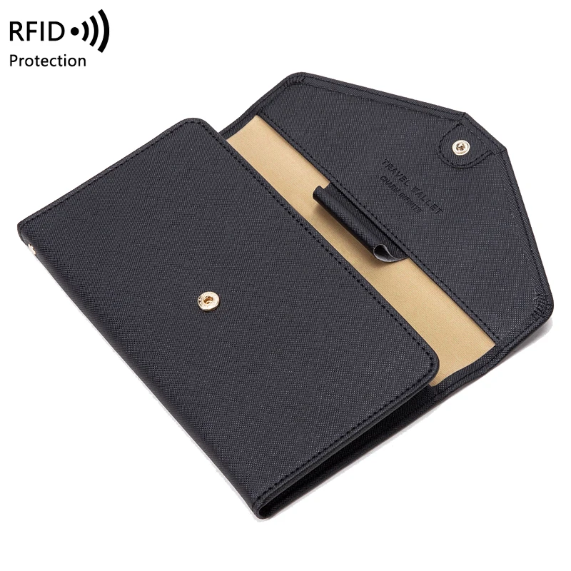 RFID Anti-Theft Brush Passport Bag, Multi-Functional Travel Wallet, Multi-Card Holder, Monochromatic Passport Holder