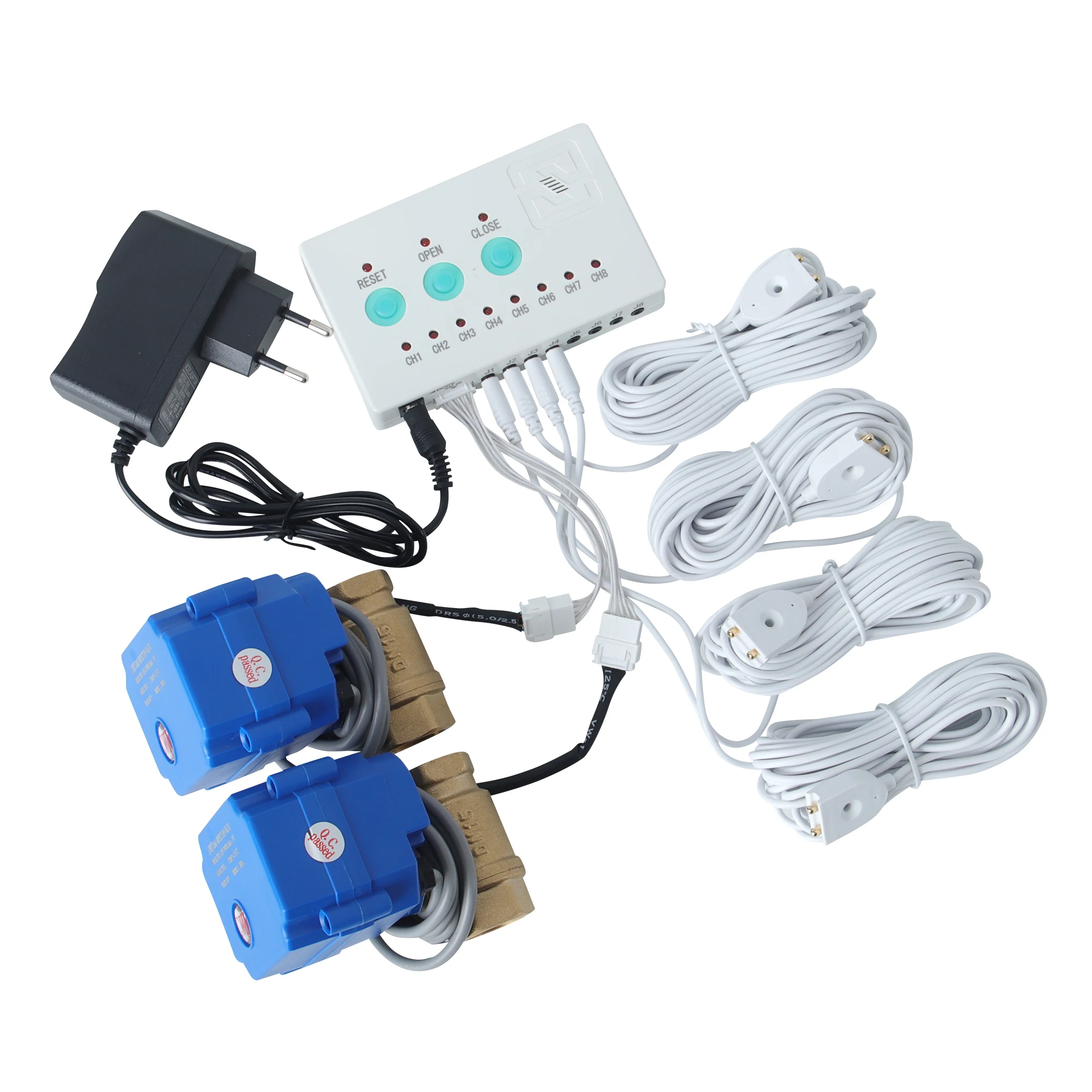 Home Security Water Leakage System DN15 DN20 DN25 Faucet for Plumbers & 4pc 6-meter Water Sensor Protection Against Water Leaks