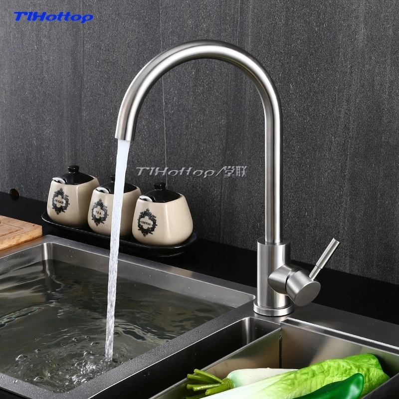 304 Stainless Steel Kitchen Faucet Can Rotate The Kitchen Wash Basin Sink Cold And Hot Water Faucet