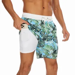 Summer New Men's Shorts Fashion Vacation Beach Pants Men's Plus size Four-Corner Qmilch Lining