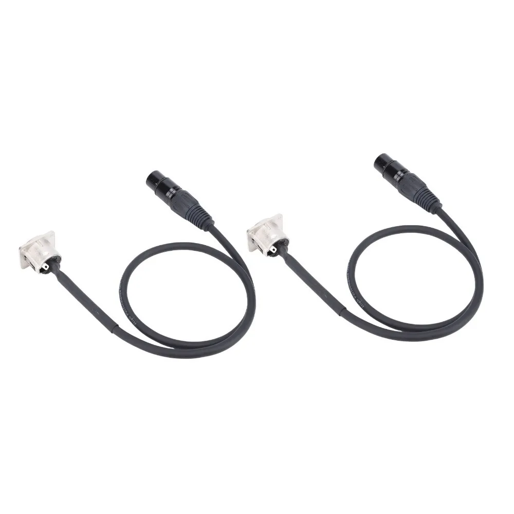 2PCS Professional 3 Pin XLR Pass Through Cables D Type 2FT Male Panel Mount to Female Connector XLR Cable Audio Installation