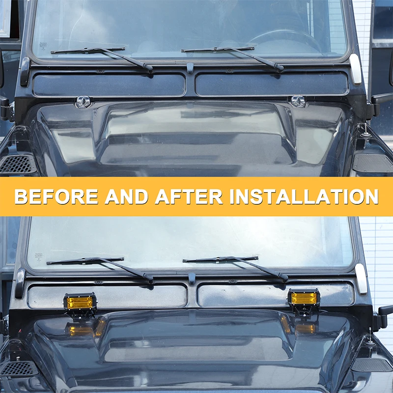 

For Land Rover Defender 90 110 2004-2018 Carbon Steel Black Car Cover Hinged Spotlight Bracket Car Accessories (Replacement)