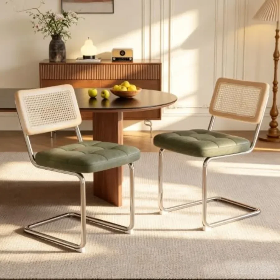 Rattan Dining Chairs for indoor dining areas, natural rattan material, beige color, lightweight and stackable design