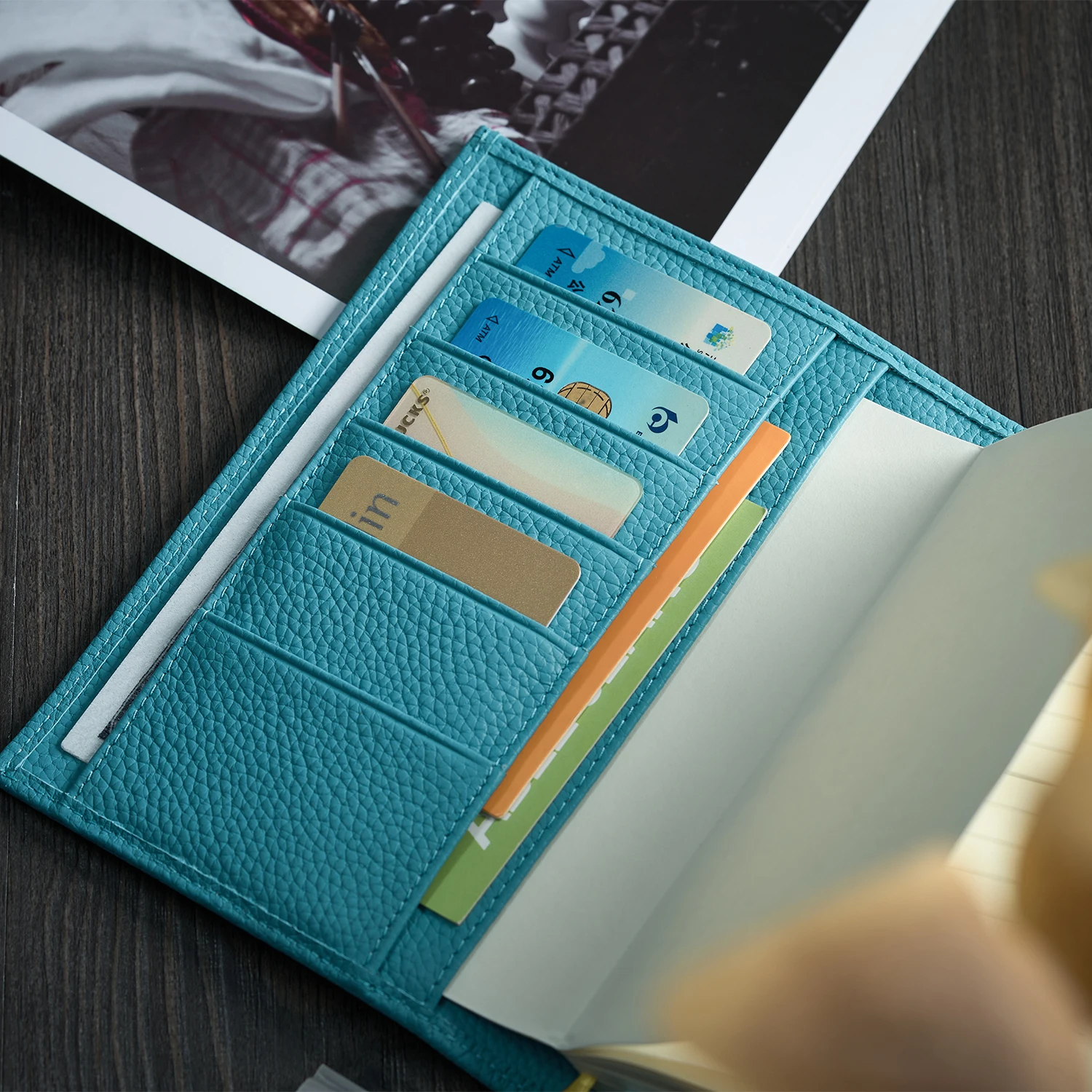 A6 ノートブックカバー手作り本革複数のカード万年筆位置学校事務用品文房具