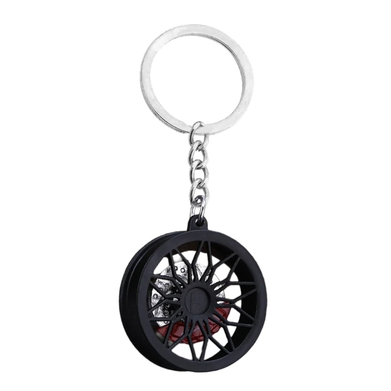 Rotating Brake Disc Ring with 3D Car Wheel Accessory for Keys E0BF