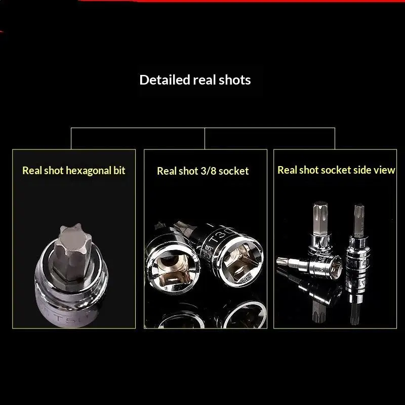 3/8 Inch Hex Allen Bit Socket Set Sturdy Metric Drive Drill Sockets Tool Kit for Household Appliance Maintenance Jobs