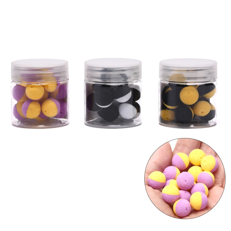 15 sztuk karpia Boilies przynęty Duo pianki Pop Up Boilies Ball czarny i żółty sztuczna przynęta dla karpia włosów Zig Rig podajnik połowów