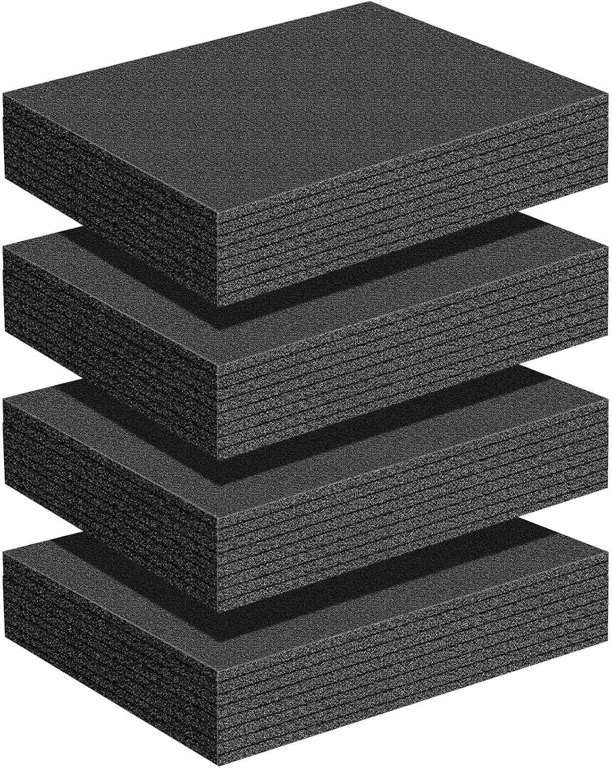 4 Pcs Customizable Polyethylene Foam Sheets 16x12x3" Black Thick Cuttable Foam Padding Inserts for Cases, Polyethylene Block Sheets for Packing Toolbox Storage and Craft Pad