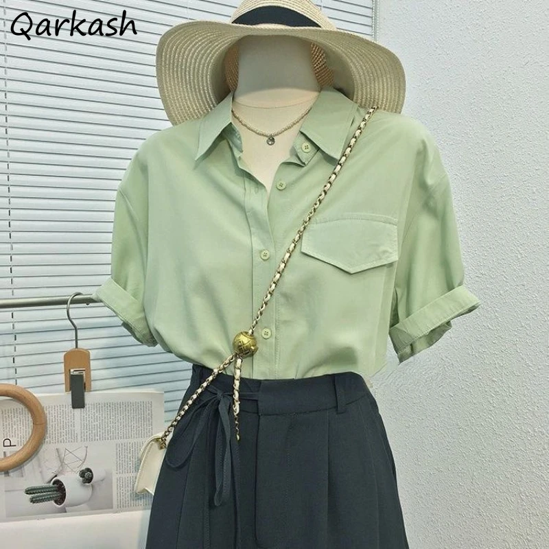 

S-3XL Shirts Women 3-Colors Vintage Cargo Clothes Preppy Minimalist Kpop Fashion Casmisas Casual Girlish Harajuku Temper Teens