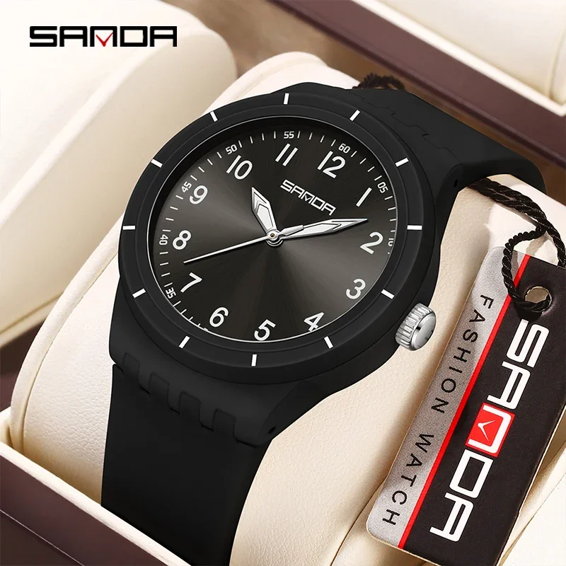 SANDA مقاوم للماء 50 متر موضة جديدة للرجال ساعات رياضية للجنسين ساعة كوارتز بسيطة ضوء الليل الذكور الإناث طالب ساعة كوارتز
