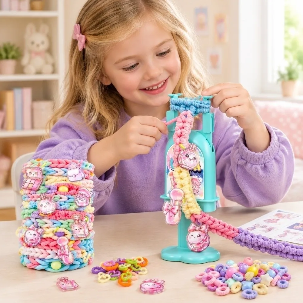 Handmade Rainbow Loom Kit DIY Colorful Beads Bracelets String Maker Kit Funny Easy To Use Bracelet Making Kit