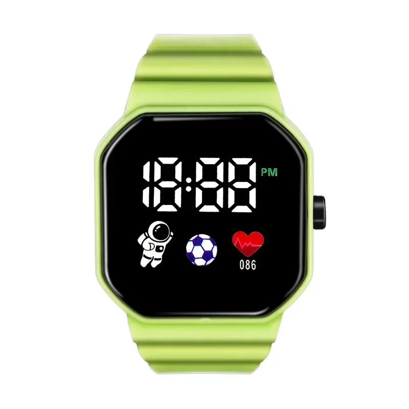 

LED Square Dial Children's Electronic Watch Smartwatch Astronaut Heartbeat Football PM Time Display Can Be Switched