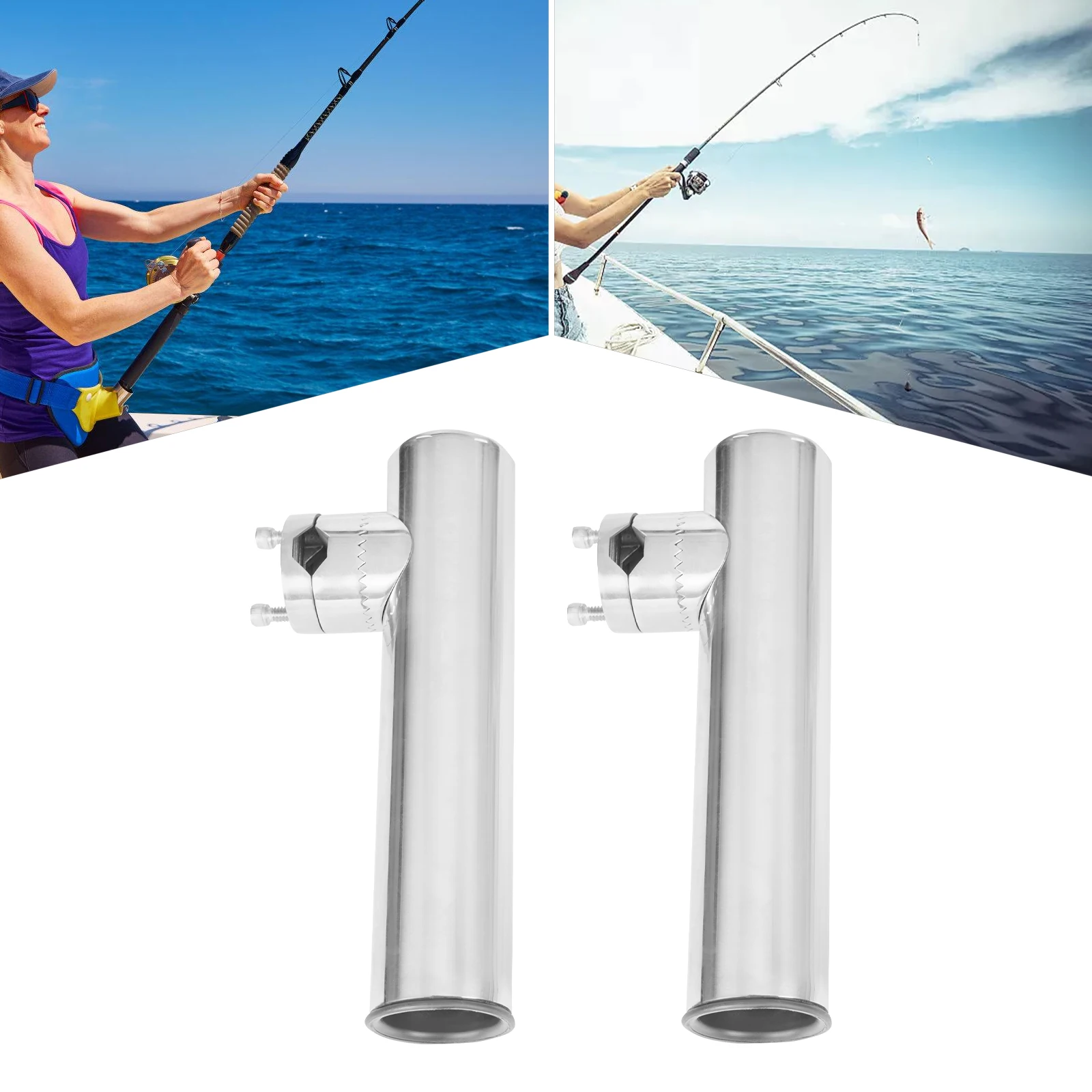 2PCS Angelrute Halter Edelstahl Boote Angelrute Rack für 19-25MM Angelrute, 360 ° Verstellbares, sechseckiges Verriegelungsdesign – Detail 2