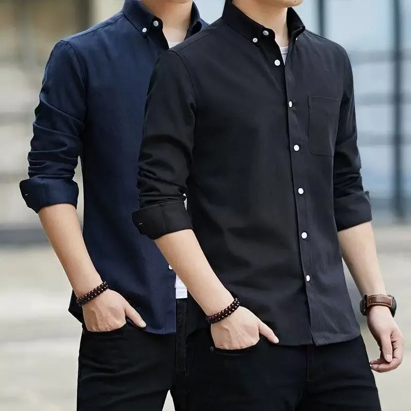 Men's Slim Fit Long Sleeve Casual Shirt for Workwear Spring Autumn Japanese Style Retro Sun Protection Jacket Youth Fashion P...