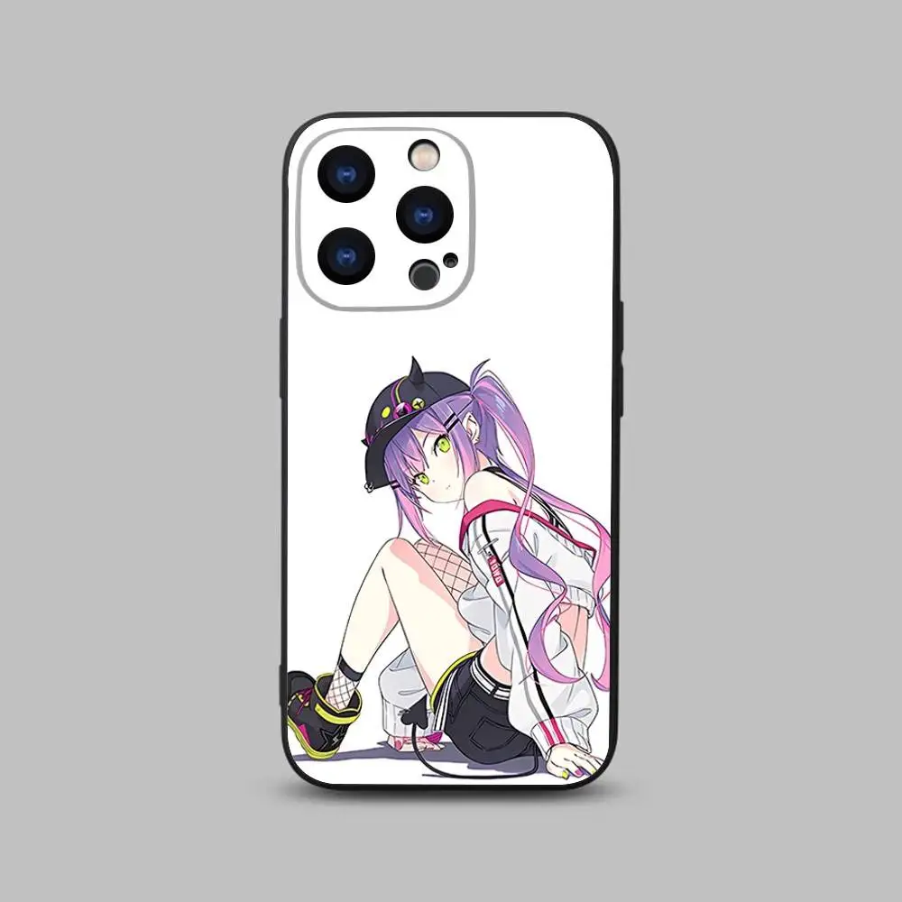 Tokoyami Towa Hololive telefoonhoesje voor iPhone 17,16,15,14,13,12,11,Pro,Max,Plus,X,XS,SE4,E,Mini,zacht zwart hoesje
