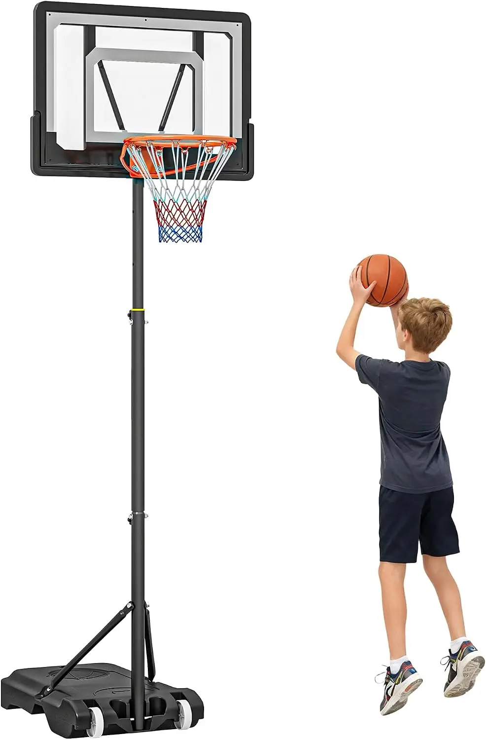Portable Basketball Hoop System with 33in Backboard, Height Adjustable 5-7FT, Indoor Outdoor