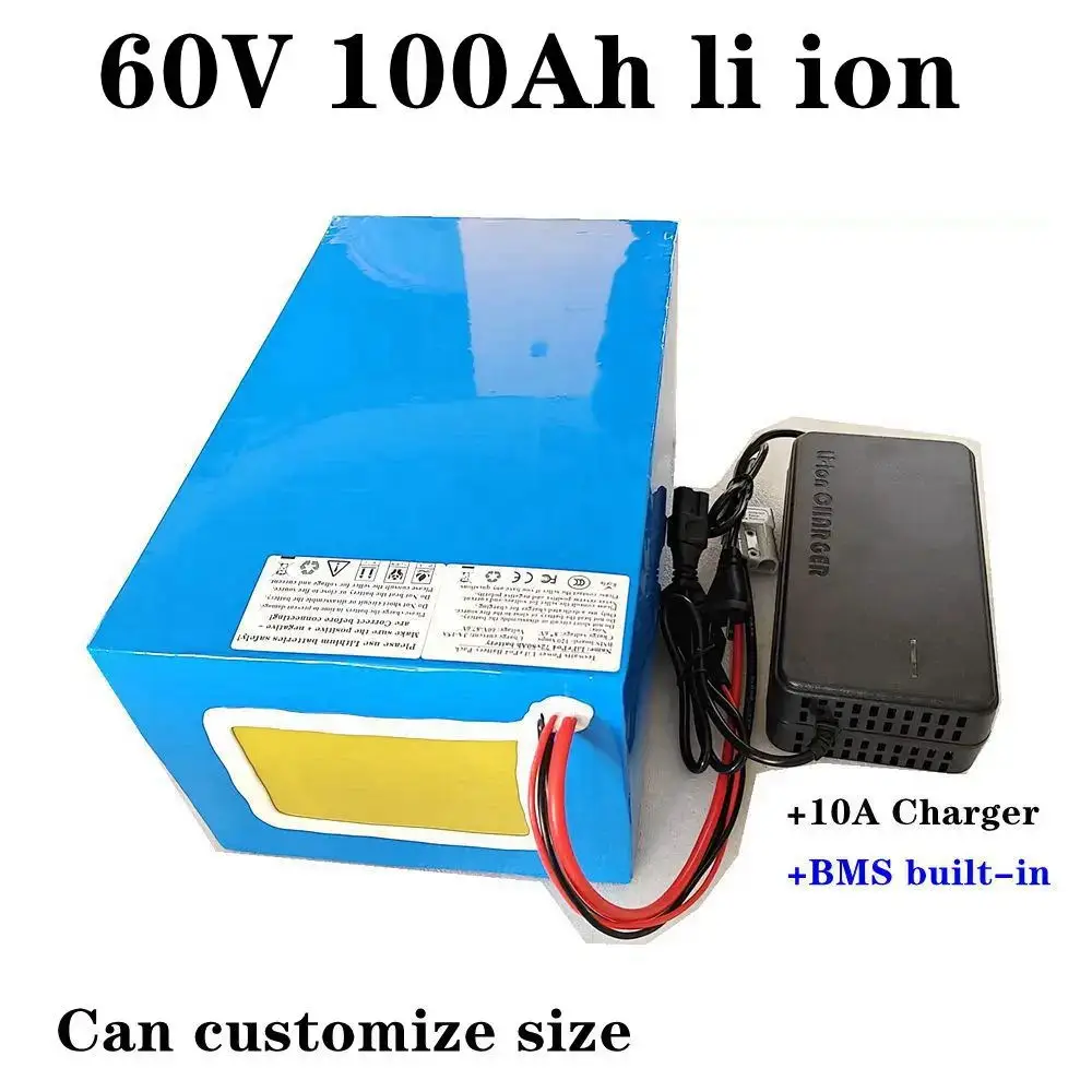 

lithium 60V 100AH li ion battery With BMS for 3500W 6000W scooter AGV demo Go Cart Skateboard bike +10A charger