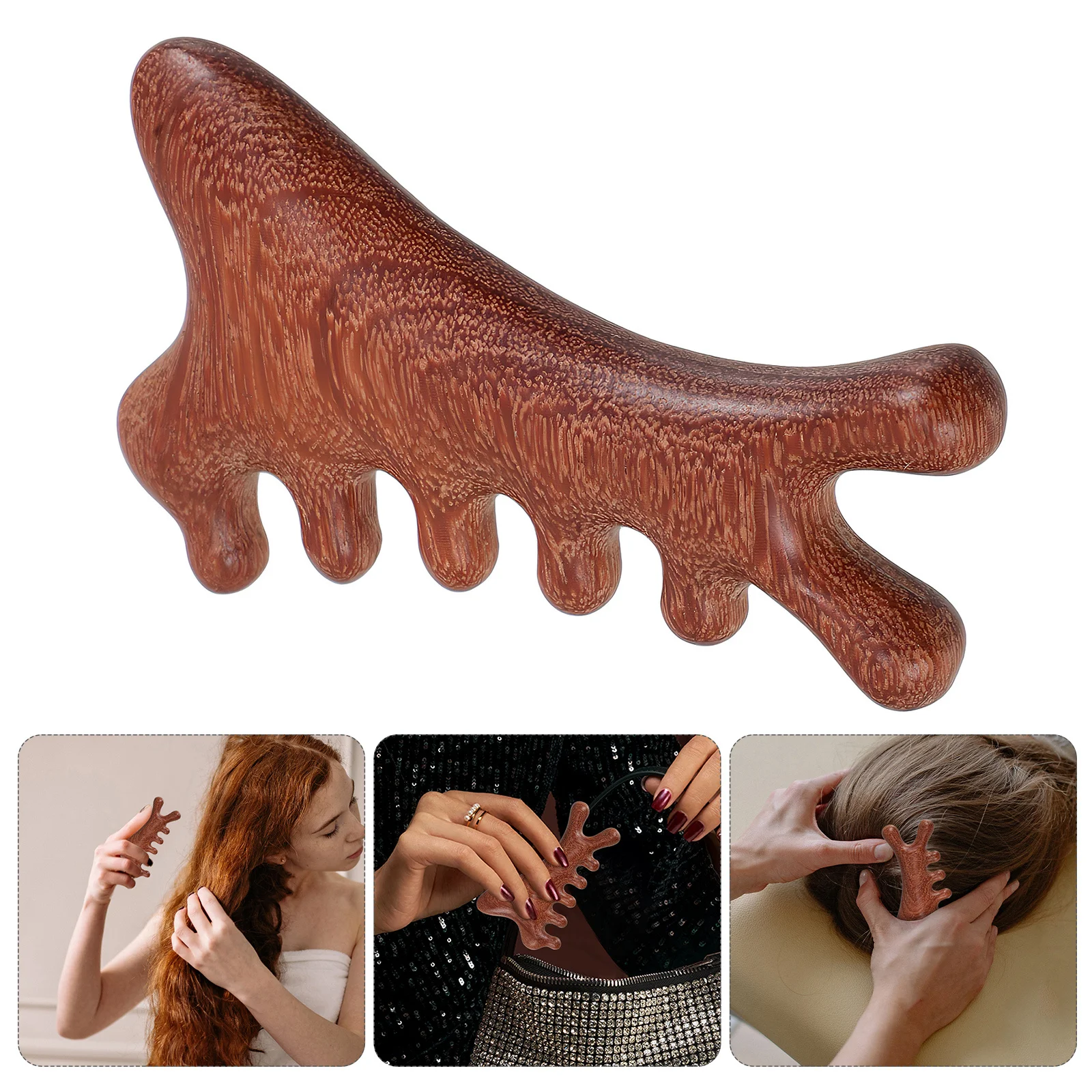 

Многофункциональная деревянная расческа-массажер для кожи головы, щетка Гуа Ша из сандалового дерева для ухода за головой и волосами, портативная массажная расческа для ежедневного использования