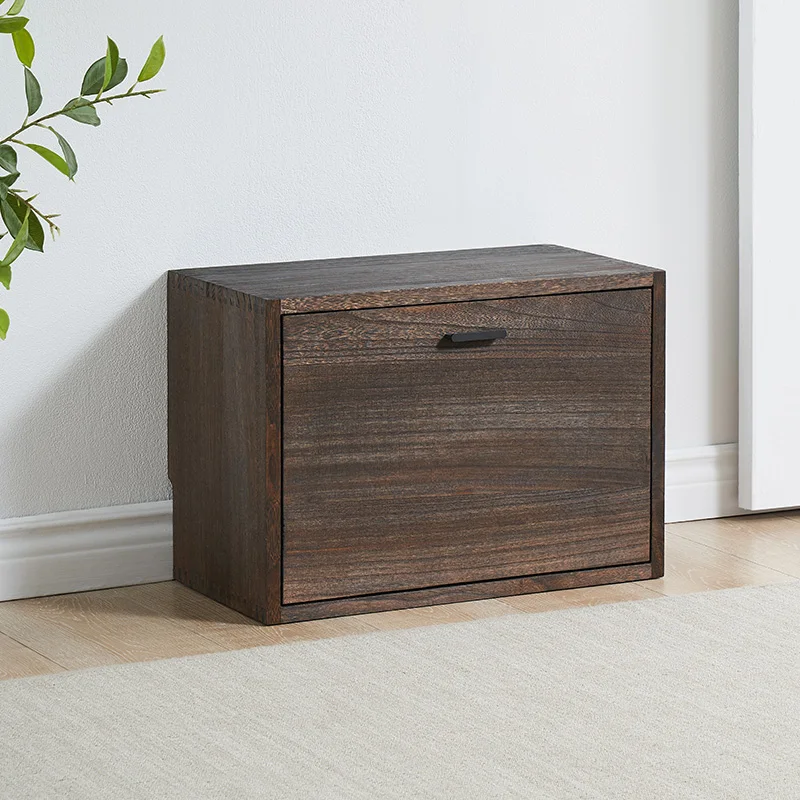 Shoe changing stool solid wood tipping bucket shoe wearing stool turning door simple door entrance entrance can sit shoe cabinet