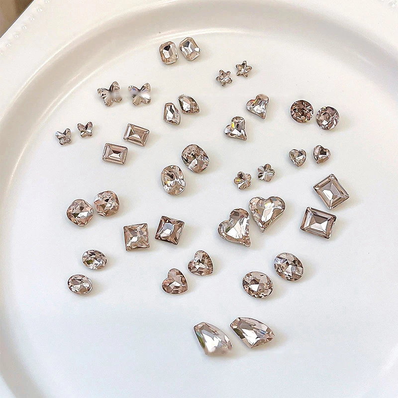 5 pezzi di diamanti di cristallo di lusso punte per pile nail art strass 3D fai da te impilati trapano gioielli charms manicure decorazione accessori