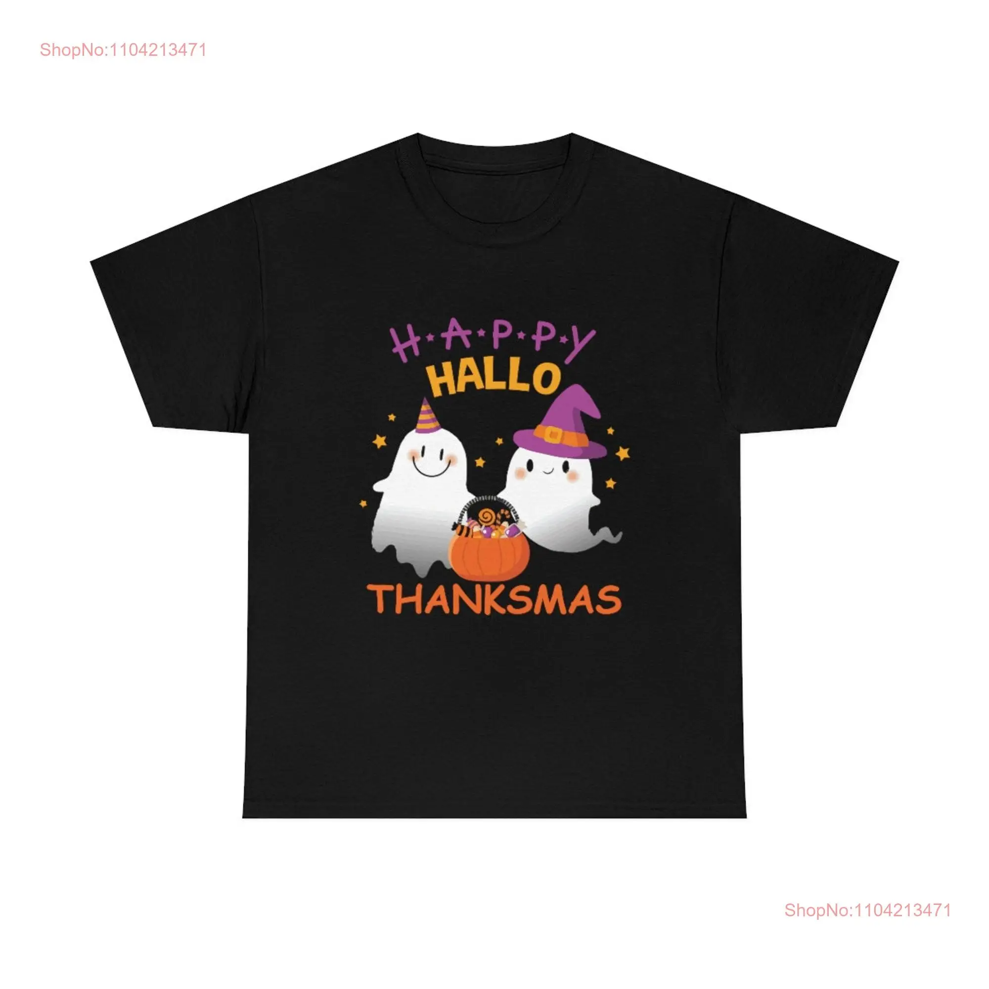 Happy Hallo Thanksmas shirt Halloween Fall pumpkin long or short sleeves