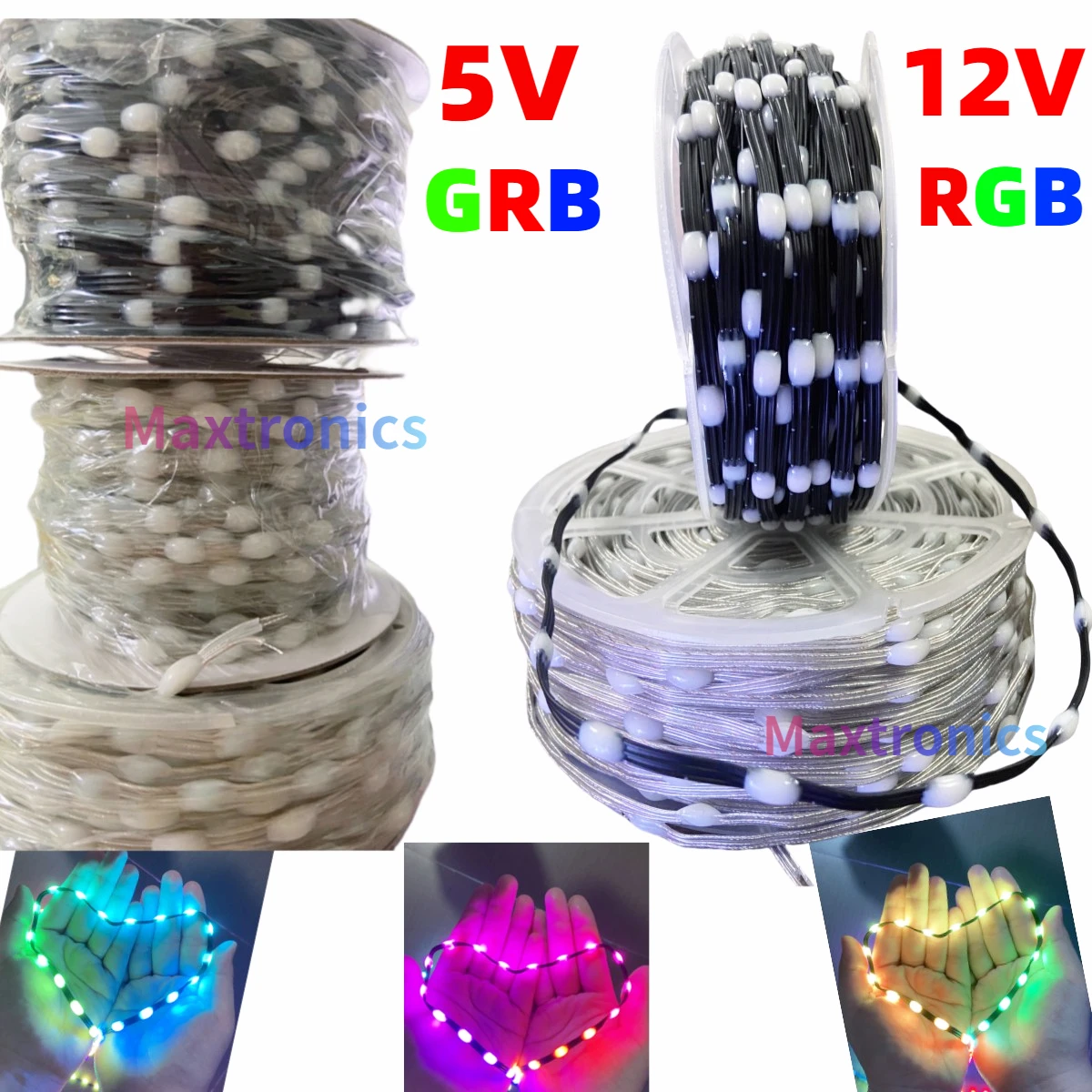 

5V/12V WS2812 LED Fairy Lamp Dream Color Addressable IP67 15/20/25/30mm/50mm/100mm Pitch Black/Silvery Wire WS2811 String Lights