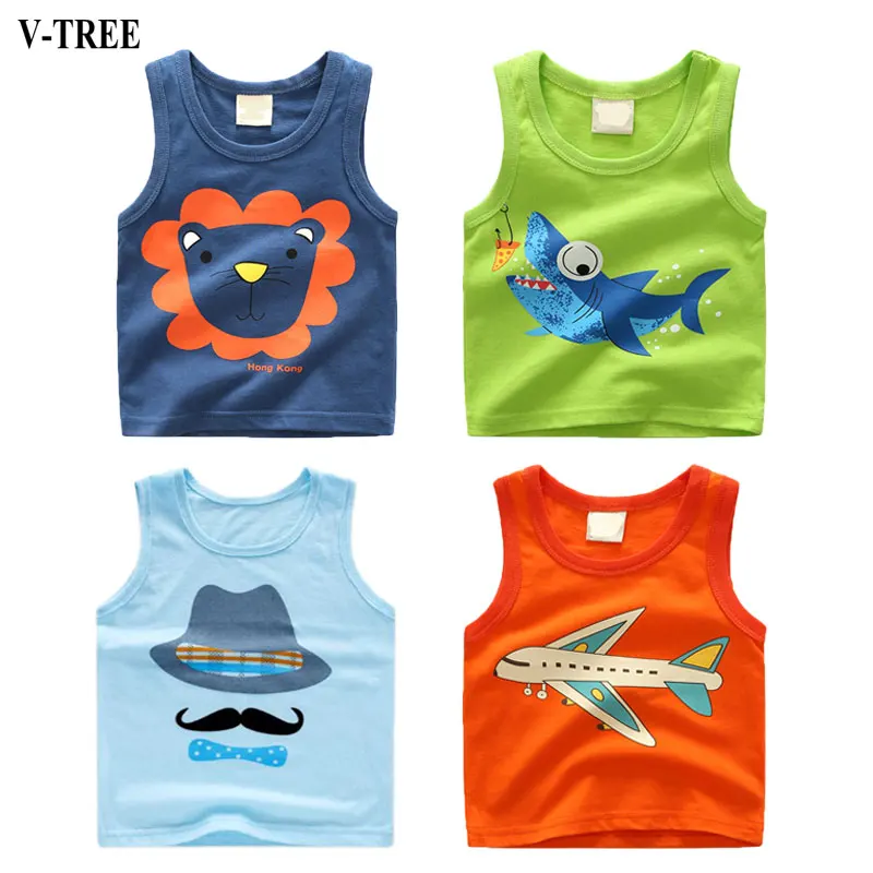 Summer Boys T-Shirt Cartoon Kids Underwear Model Cotton Girls Undershirts Baby Camisole Shirts For Children Clothing