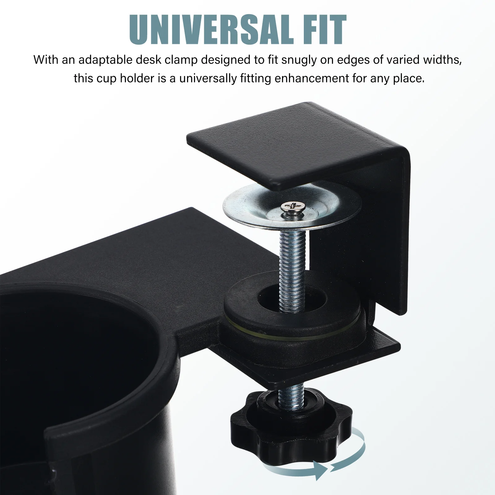 1 portabicchieri da scrivania girevole 180 °   Supporto con morsetto per bordo tavolo regolabile per bottiglia d'acqua, tazza da caffè, vestibilità universale, scrivania robusta