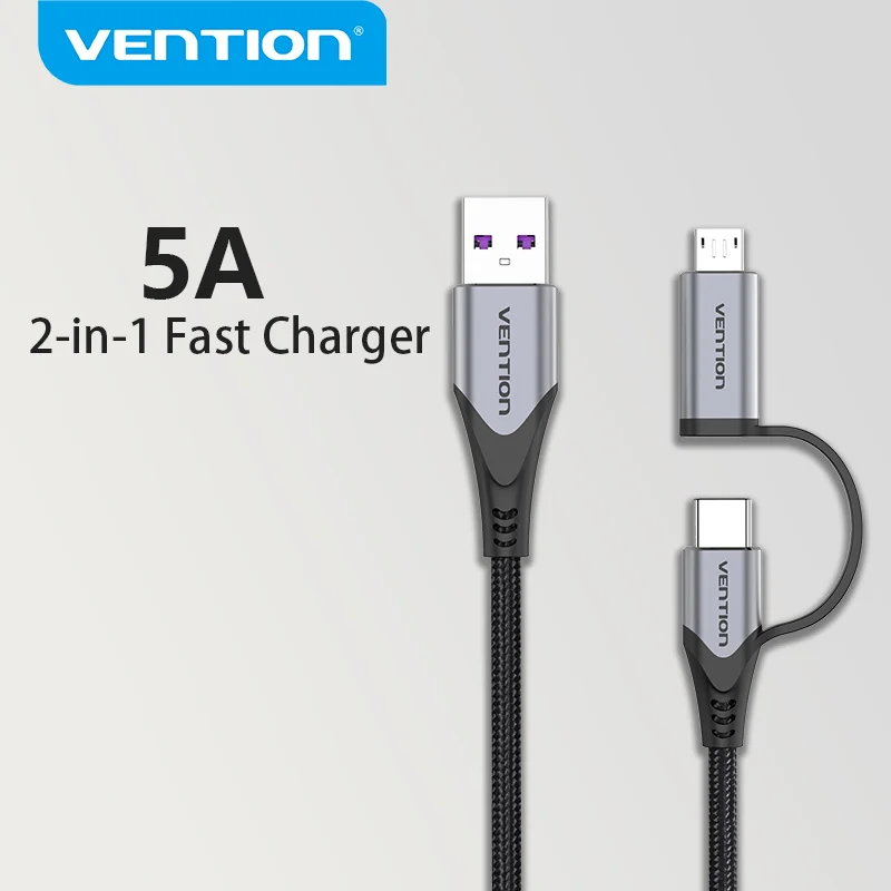 Vention 5A USB Type C Cable for Huawei P40 Pro Mate 30 P30 Pro Supercharge 40W SCP Fast Charging USB-C Micro USB Charger Cable