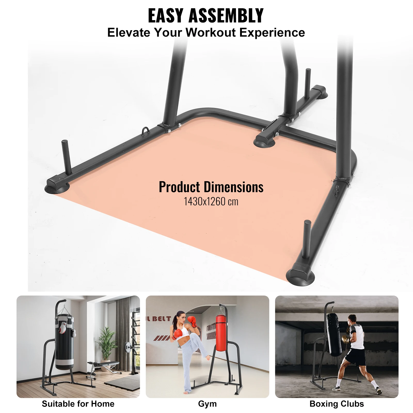 VEVOR Steel Heavy Duty Workout Equipment, Boxing Punching Bag Stand Freestanding Sandbag Rack  Equipment for Home Gym Fitness