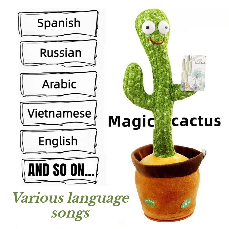 Dancer Cactus Toy Multi Language Songs Version Options Musical Dancing Cactu Electronic Plush Toy Funny Birthday Gift for Kids