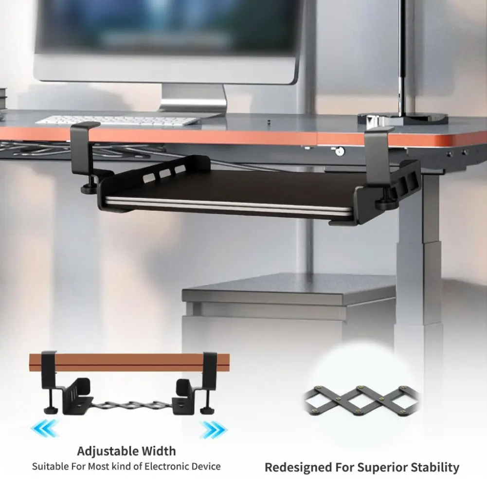 Under Desk Laptop Mount Metal Holder No Drill Installation with Anti Scratch Pads for Office and Home Workspace