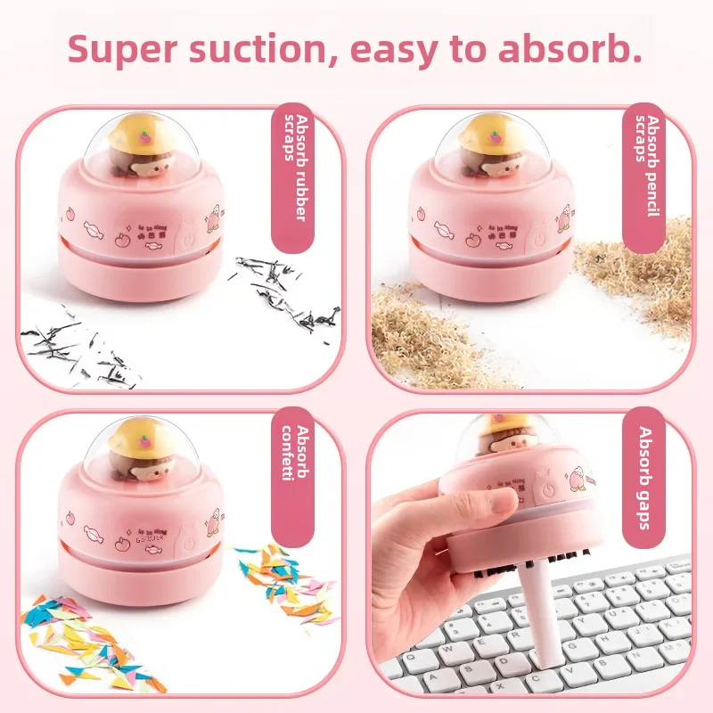 Children's Desktop Vacuum Cleaner Eraser Dust Cleaning Machine Keyboard Pencil Lead Grey Dust Student Stationery Set