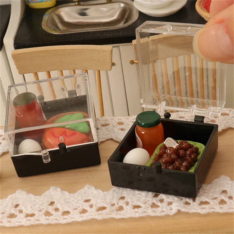 

1/12 Dollhouse Mini Plastic Storage Box Model Dollhouse Cake Food Case Decoration Dolls House Accessories Pretend Play Toys