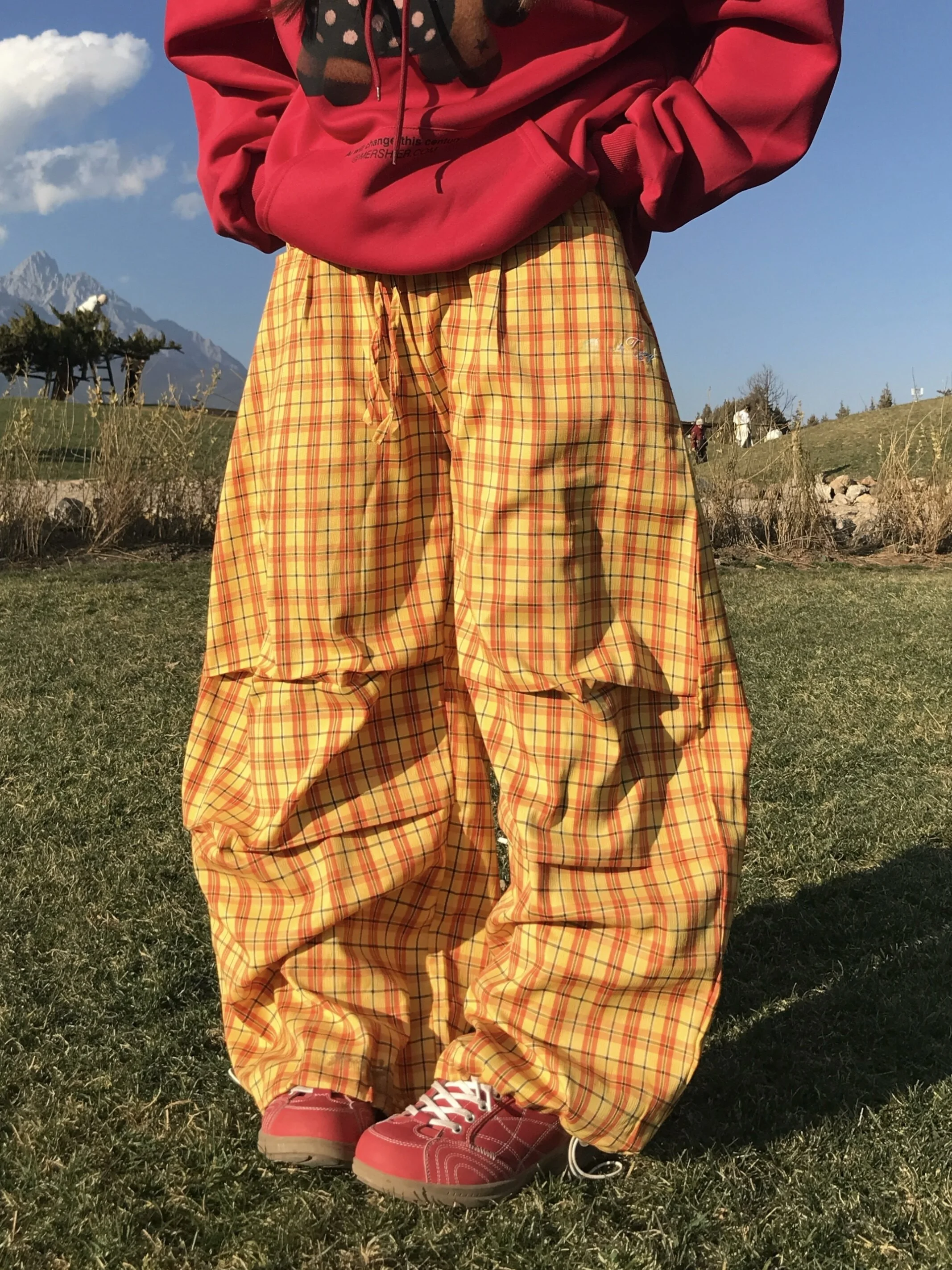 

Американские женские летние тонкие брюки в клетку с широкими штанинами, свободные повседневные длинные брюки с завышенной талией для работы и отдыха