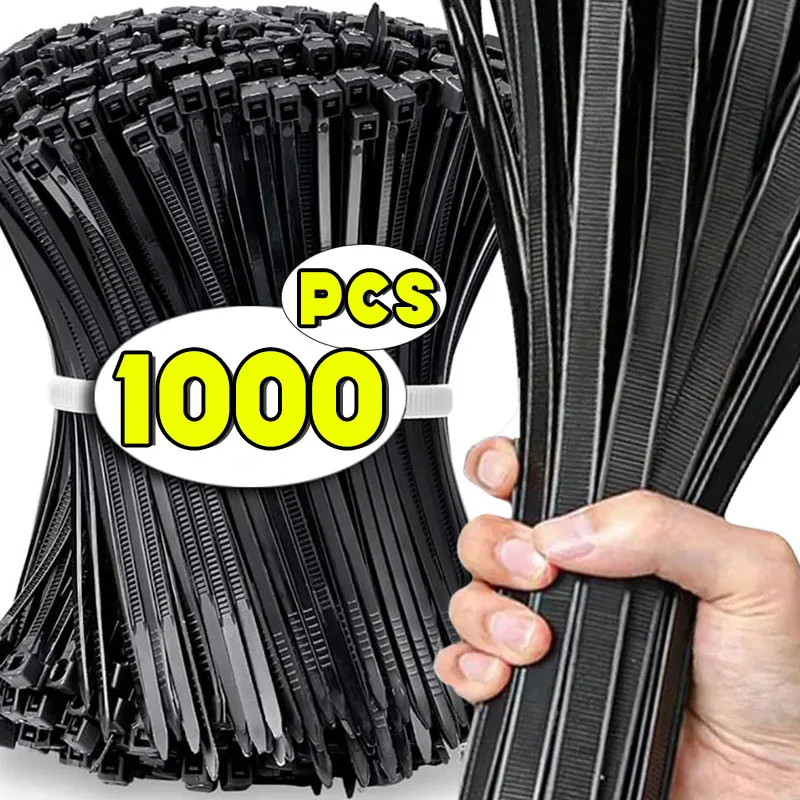 100-1000Pcs Plastic Nylon Cable Ties Self-locking Cord Ties Straps Adjustable Cables Fastening Loop Home Office Wire Zip Ties